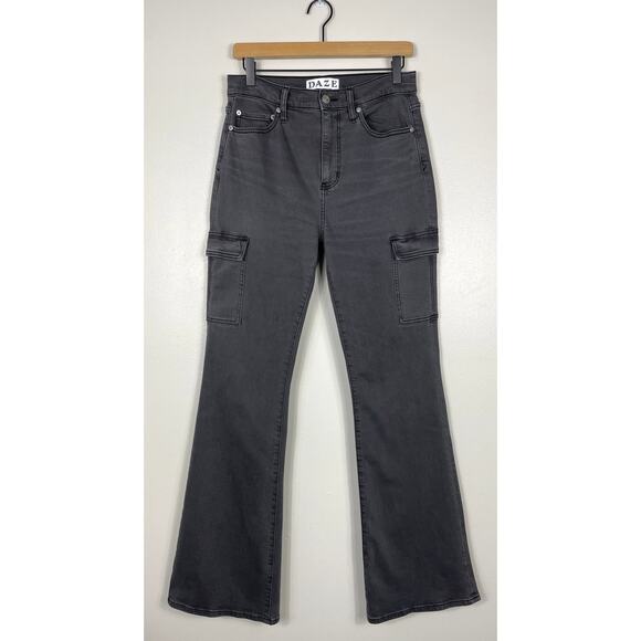 Daze Go Getter Cargo Jeans Roadtrip Grey Size 27 High Rise Flare Y2K Streetwear - Picture 4 of 15